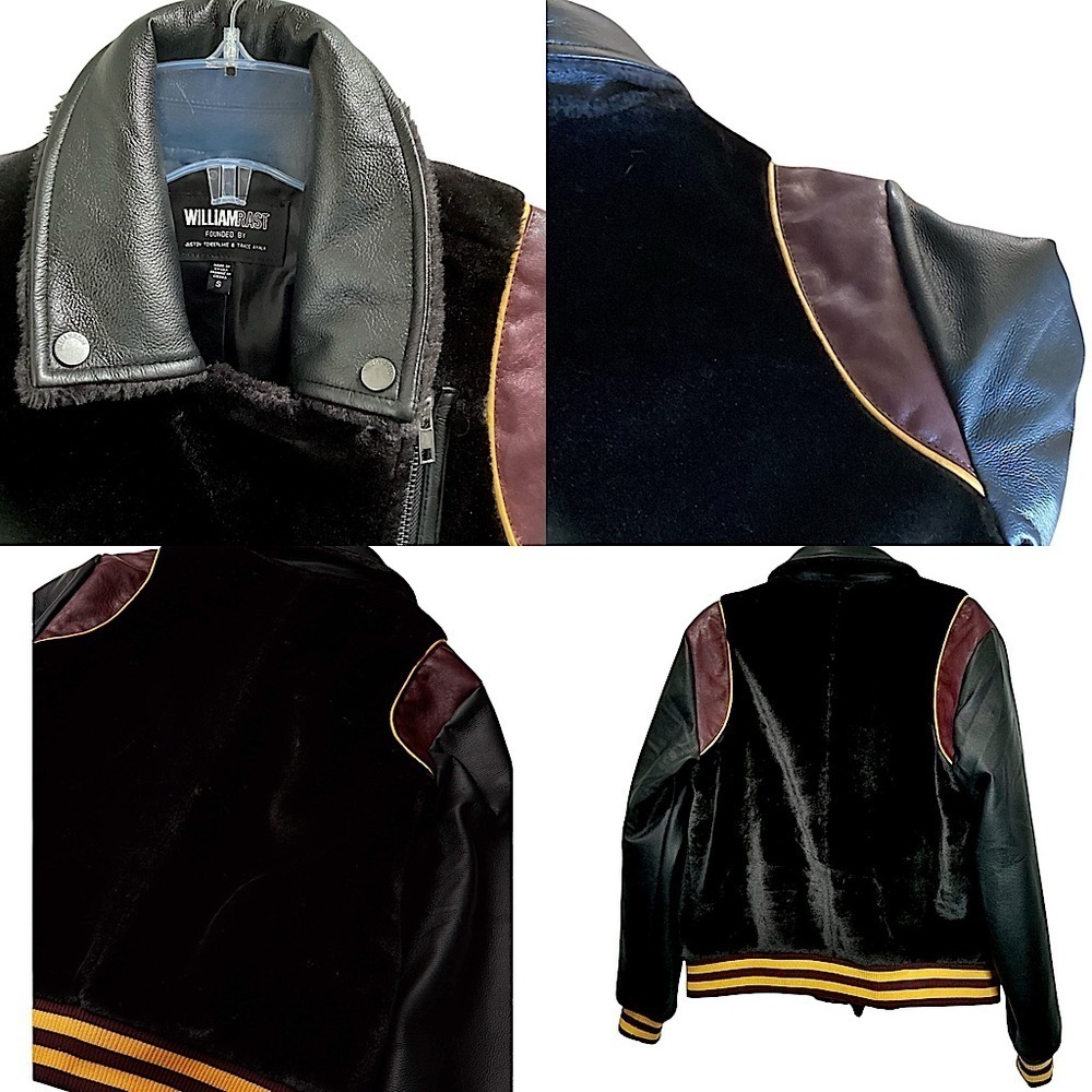 William Rast Noelie Varsity Moto Jacket Black Faux Fur & Leather Oversized Small - Picture 8 of 16